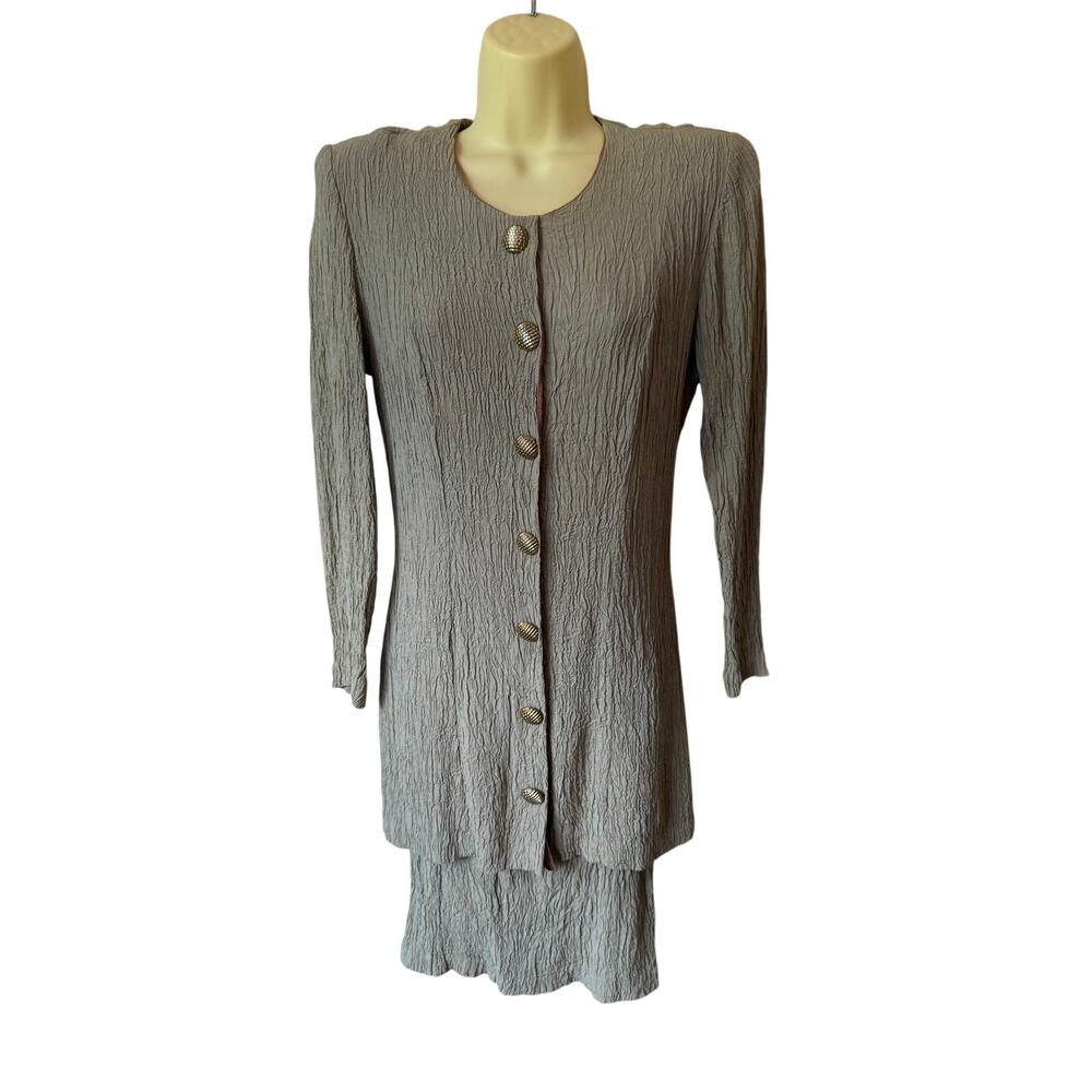 Ultra Dress Vintage 80s/90s Layered Look Crinkle Suit Dress